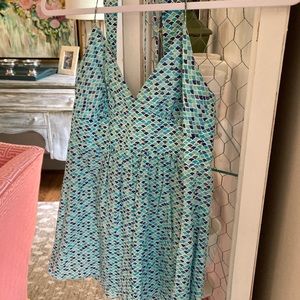 Trina Turk sea blue geometric top